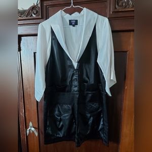 Anna Sui black and white silk dress